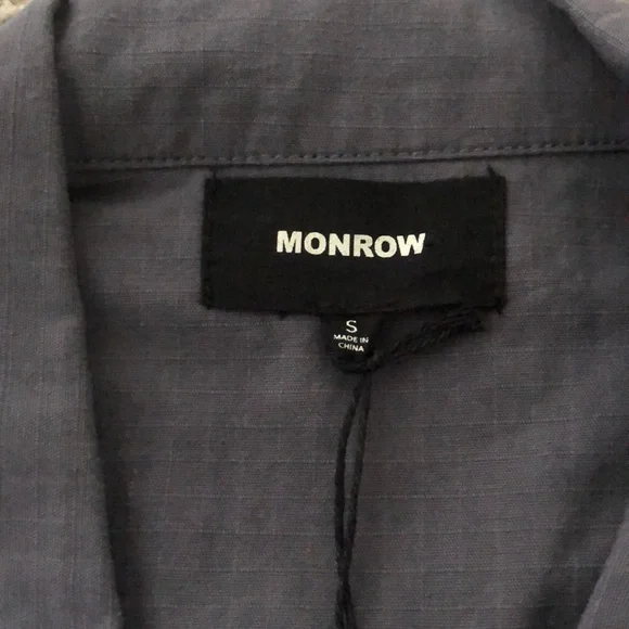 Monrow Shirt Shacket Mechanic Utility Trucker Jacket Gray Button Down New